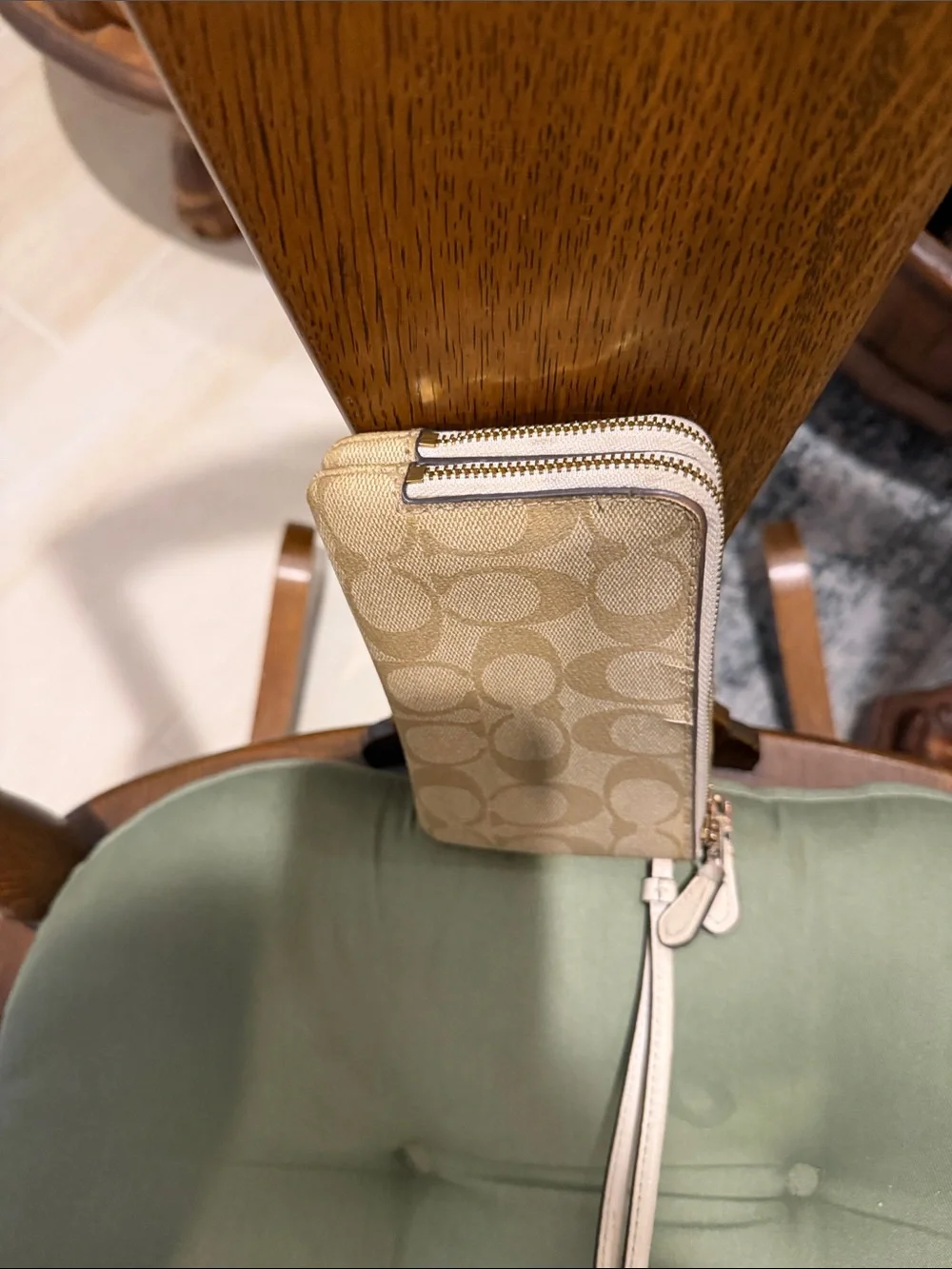 Coach Signature Canvas Wristlet in Beige 6 1/2 x 3 1/2 APX